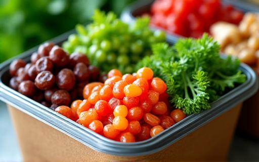 Bekas makanan berkhasiat sedia untuk dihantar.